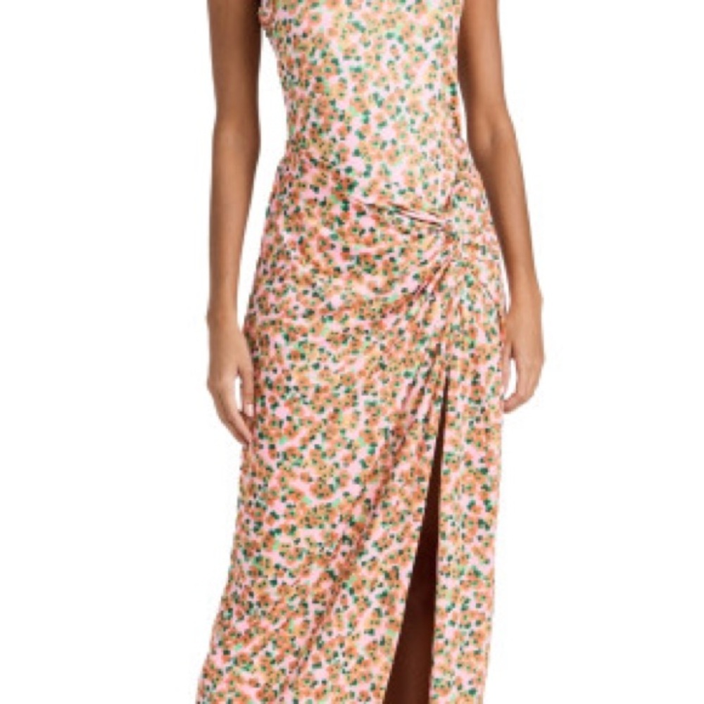 AFRM Pink Floral Maxi Dress with Green Accents